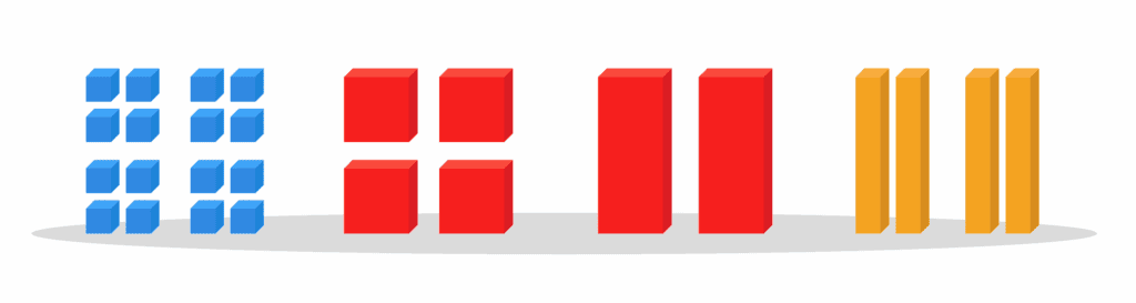 Quantilia logo with colorful data blocks representing analytics and insights.