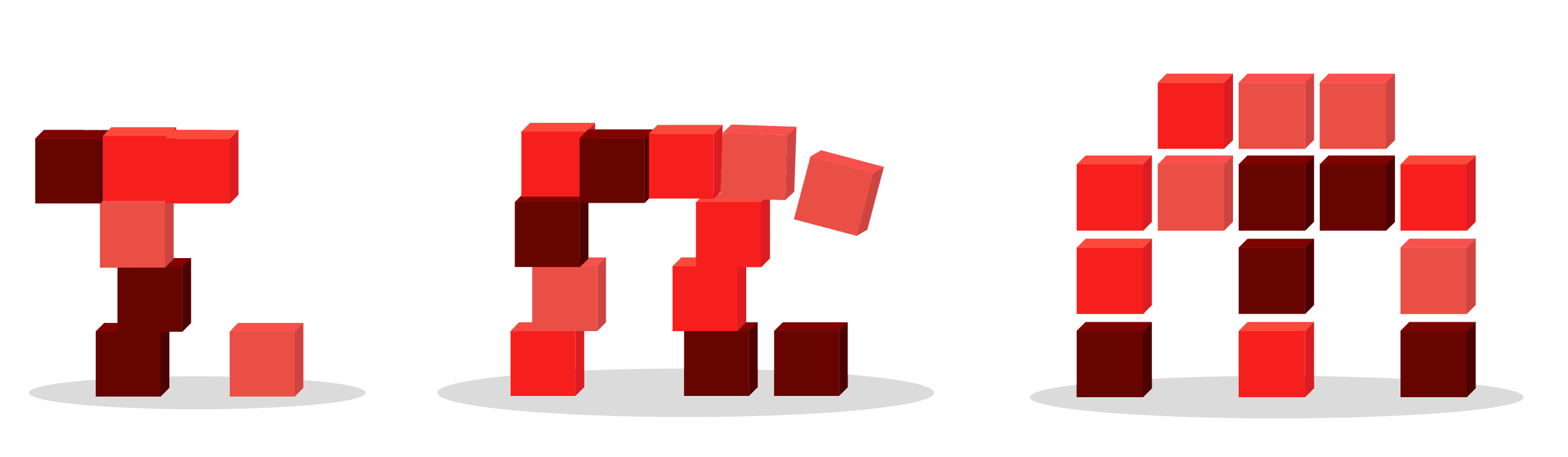 Quantilia pixel art logo with red and dark red blocks.