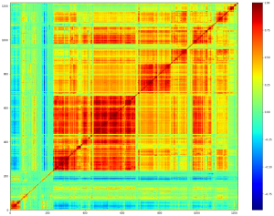 The correlation matrix reordered by an agglomerative hierarchical clustering algorithm