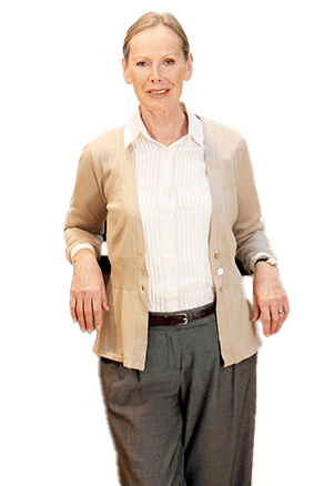 Professional woman in business attire representing private banking services.