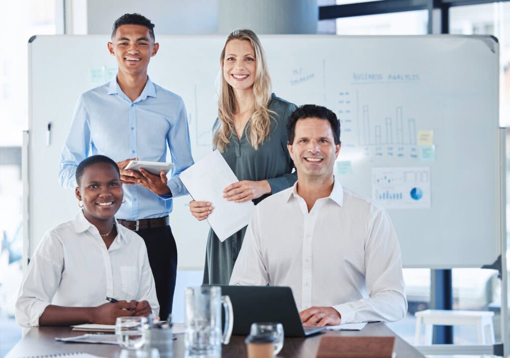 Diverse team discussing investment strategies for corporate and endowment portfolios.