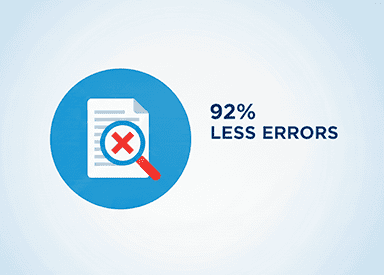 Data report icon showing 92% fewer errors for better portfolio insights.